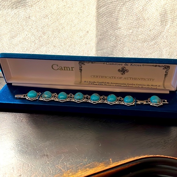 Jacqueline Kennedy Camrose and Kross JBK Faux turquoise link bracelet vintage - Picture 5 of 9